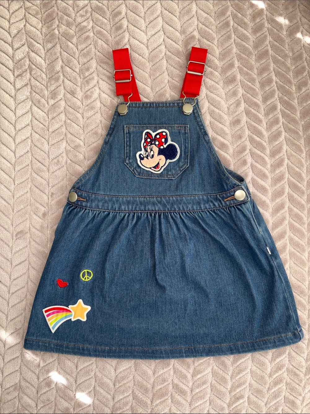 Little Sleepies Minnie Mouse Denim Overall Dress - Size 2T
